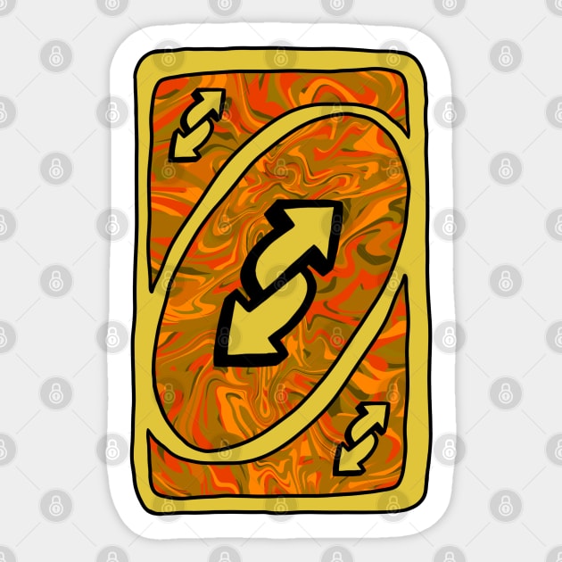 Trippy yellow Uno reverse card Sticker by Bingust